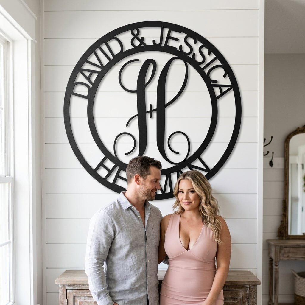 Steel Sign Personalized Monogram Metal Sign – Custom Family Name & Established Date Wall Decor