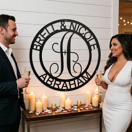 Steel Sign Personalized Monogram Metal Sign – Custom Family Name & Established Date Wall Decor