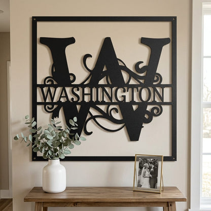 Steel Sign Black / 12" Personalized Monogram Metal Sign – Custom Family Name Letter Sign, Wedding or Anniversary Gift Wall Decor