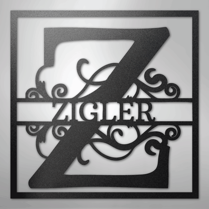 Steel Sign Black / 12" Personalized Monogram Metal Sign – Custom Family Name Letter Sign, Wedding or Anniversary Gift Wall Decor