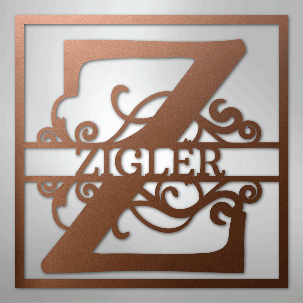 Steel Sign Copper / 12" Personalized Monogram Metal Sign – Custom Family Name Letter Sign, Wedding or Anniversary Gift Wall Decor