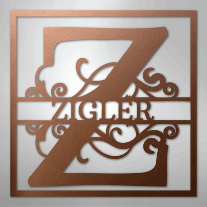 Steel Sign Copper / 12" Personalized Monogram Metal Sign – Custom Family Name Letter Sign, Wedding or Anniversary Gift Wall Decor
