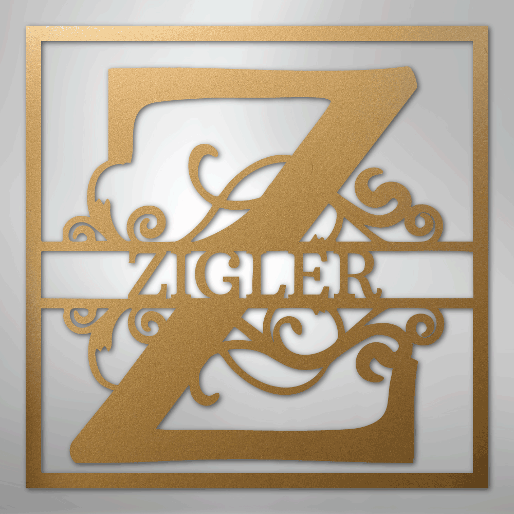 Steel Sign Gold / 12" Personalized Monogram Metal Sign – Custom Family Name Letter Sign, Wedding or Anniversary Gift Wall Decor