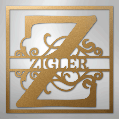 Steel Sign Gold / 12" Personalized Monogram Metal Sign – Custom Family Name Letter Sign, Wedding or Anniversary Gift Wall Decor