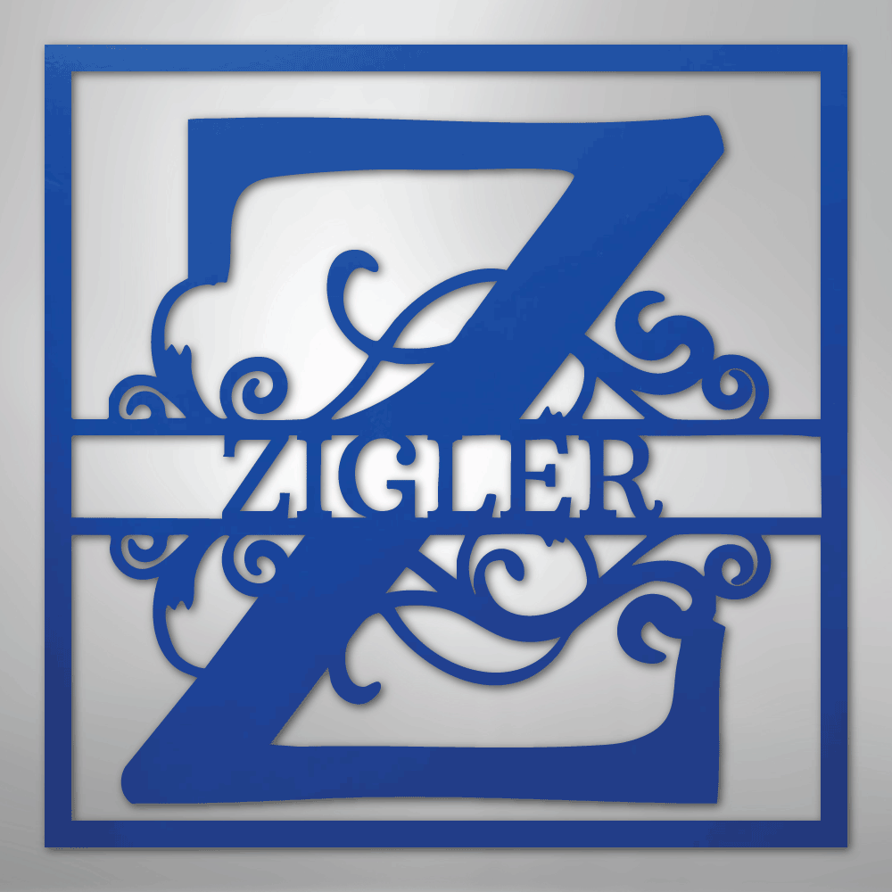 Steel Sign Blue / 24" Personalized Monogram Metal Sign – Custom Family Name Letter Sign, Wedding or Anniversary Gift Wall Decor