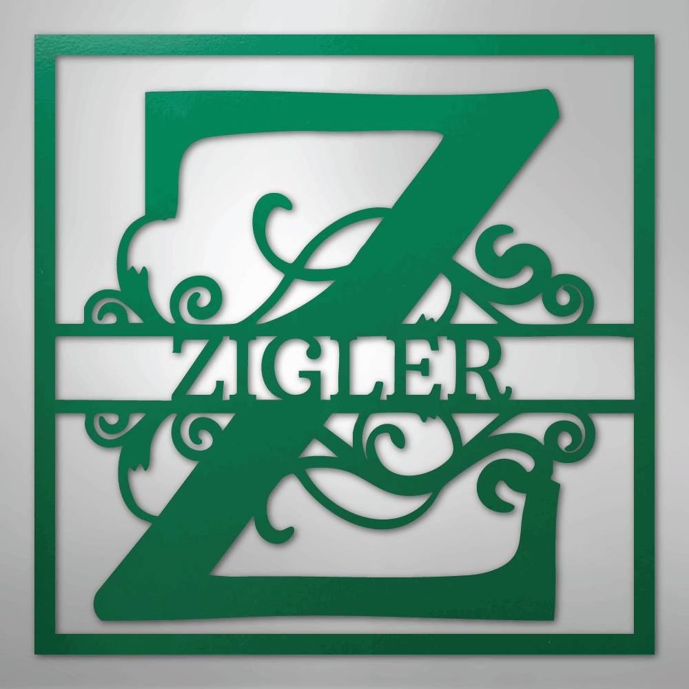 Steel Sign Green / 24" Personalized Monogram Metal Sign – Custom Family Name Letter Sign, Wedding or Anniversary Gift Wall Decor