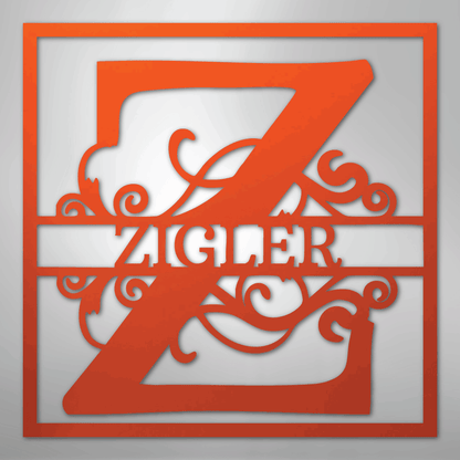 Steel Sign Orange / 24" Personalized Monogram Metal Sign – Custom Family Name Letter Sign, Wedding or Anniversary Gift Wall Decor