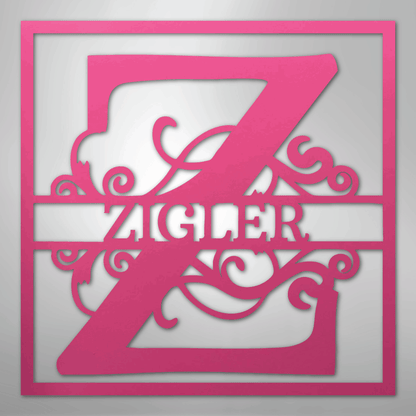Steel Sign Pink / 24" Personalized Monogram Metal Sign – Custom Family Name Letter Sign, Wedding or Anniversary Gift Wall Decor