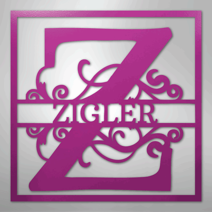 Steel Sign Purple / 24" Personalized Monogram Metal Sign – Custom Family Name Letter Sign, Wedding or Anniversary Gift Wall Decor