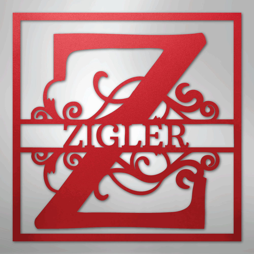 Steel Sign Red / 24" Personalized Monogram Metal Sign – Custom Family Name Letter Sign, Wedding or Anniversary Gift Wall Decor