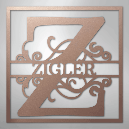 Steel Sign Rose / 24" Personalized Monogram Metal Sign – Custom Family Name Letter Sign, Wedding or Anniversary Gift Wall Decor