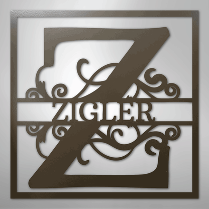 Steel Sign Stone / 24" Personalized Monogram Metal Sign – Custom Family Name Letter Sign, Wedding or Anniversary Gift Wall Decor