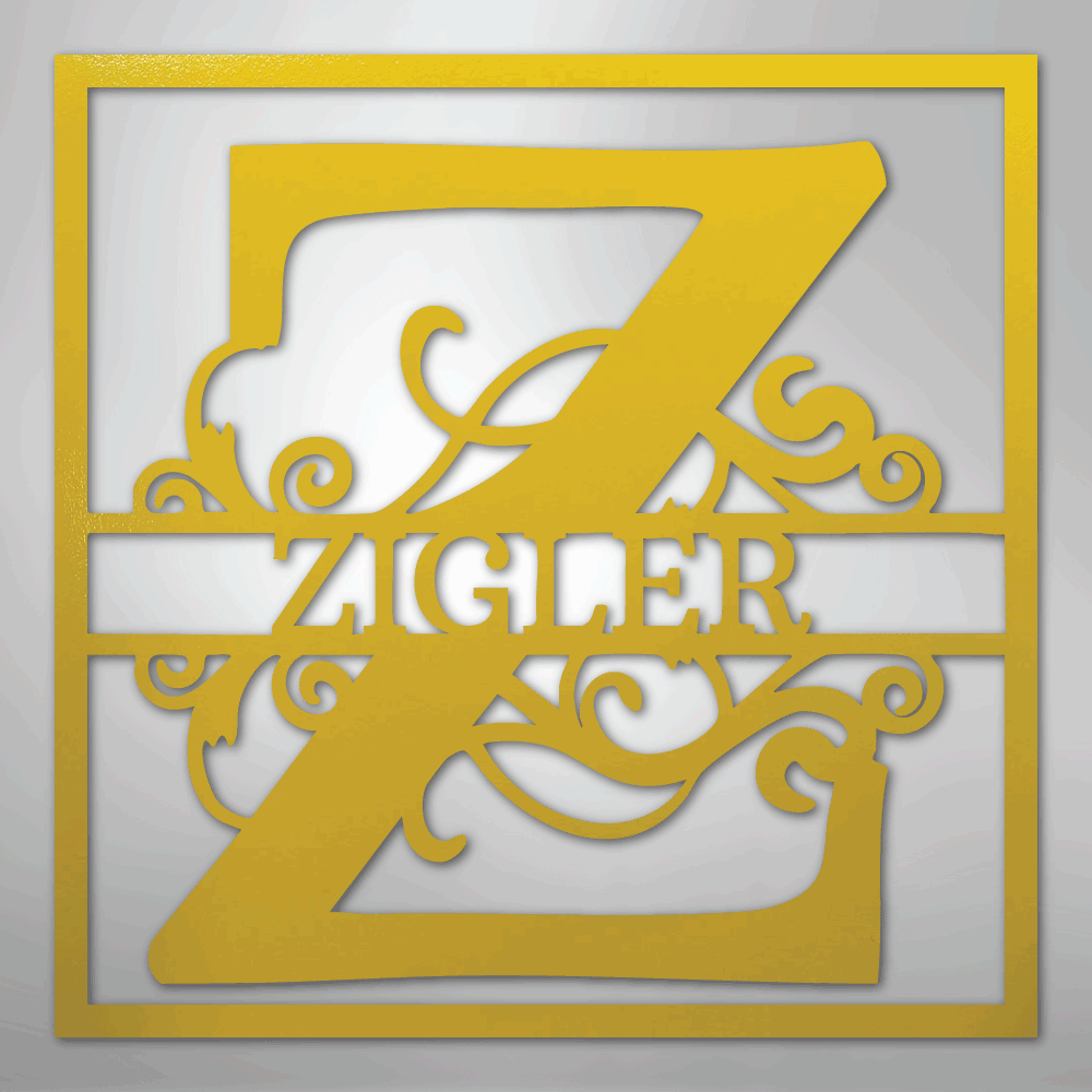 Steel Sign Yellow / 24" Personalized Monogram Metal Sign – Custom Family Name Letter Sign, Wedding or Anniversary Gift Wall Decor