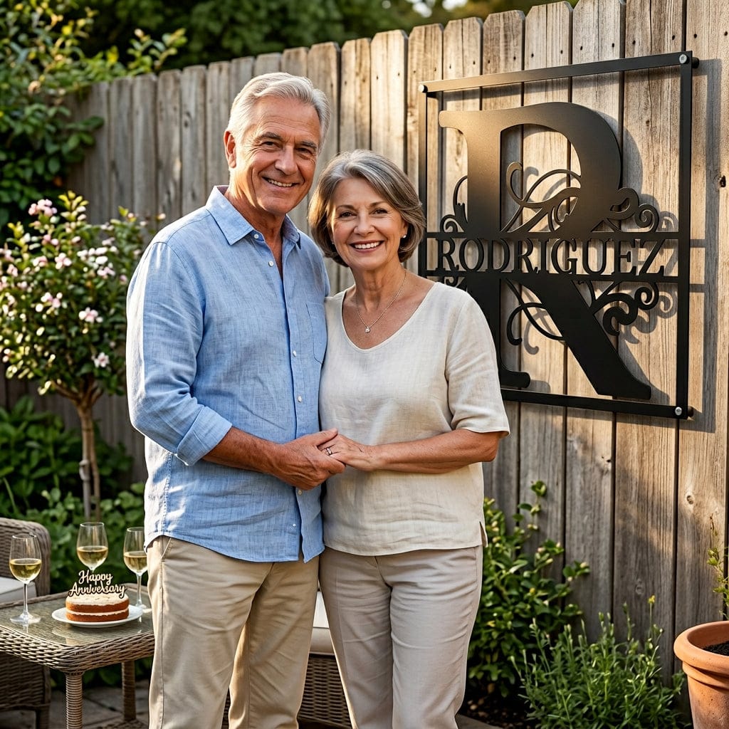 Steel Sign Personalized Monogram Metal Sign – Custom Family Name Letter Sign, Wedding or Anniversary Gift Wall Decor