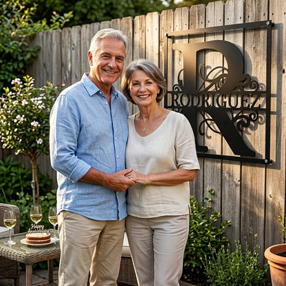 Steel Sign Personalized Monogram Metal Sign – Custom Family Name Letter Sign, Wedding or Anniversary Gift Wall Decor