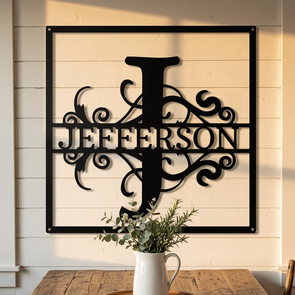 Steel Sign Personalized Monogram Metal Sign – Custom Family Name Letter Sign, Wedding or Anniversary Gift Wall Decor