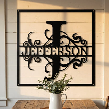 Steel Sign Personalized Monogram Metal Sign – Custom Family Name Letter Sign, Wedding or Anniversary Gift Wall Decor