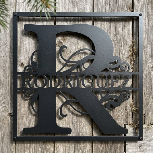 Steel Sign Personalized Monogram Metal Sign – Custom Family Name Letter Sign, Wedding or Anniversary Gift Wall Decor