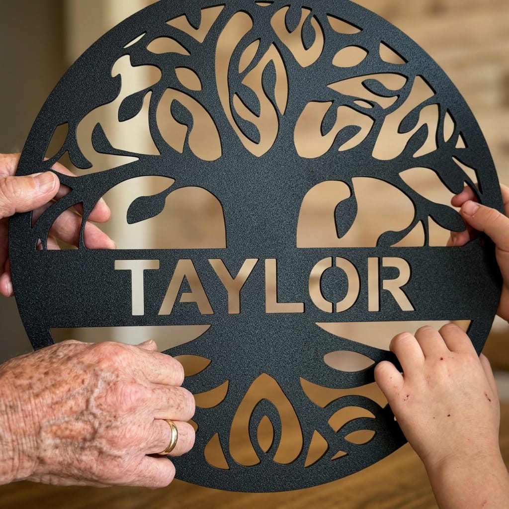Steel Sign Personalized Tree of Life Custom Metal Family Name Sign