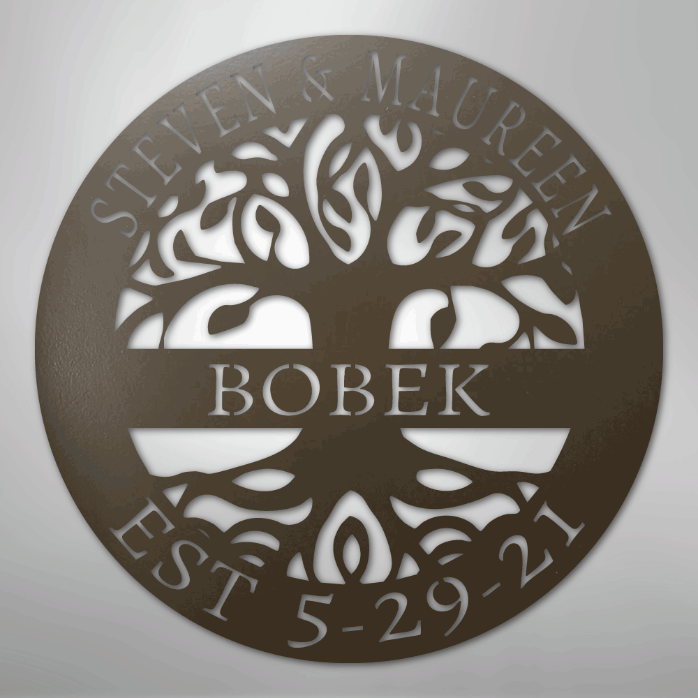 Steel Sign Stone / 24" Personalized Tree of Life Family Name Metal Sign - A Timeless Symbol of Roots and Growth