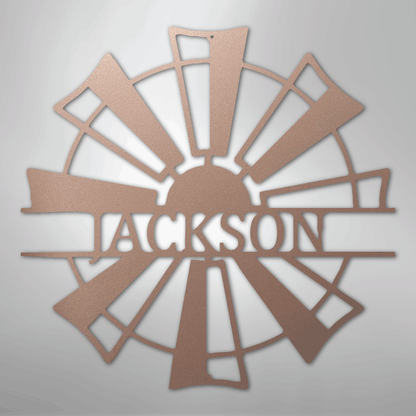 Steel Sign Rose / 24" Personalized Windmill Farm Sign – Custom Family Name Metal Wall Art for Farmhouse, Ranch Gate or Barn Decor