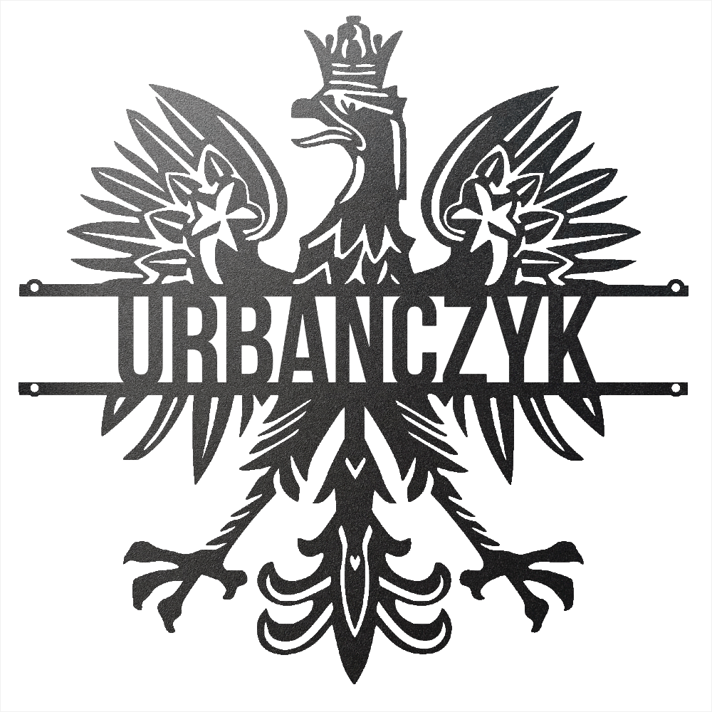 Steel Sign Black / 12 Polish Eagle Name Sign | Personalized Last Name Metal Wall Art