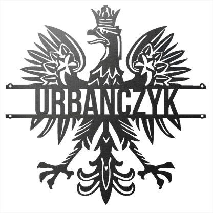 Steel Sign Black / 12 Polish Eagle Name Sign | Personalized Last Name Metal Wall Art
