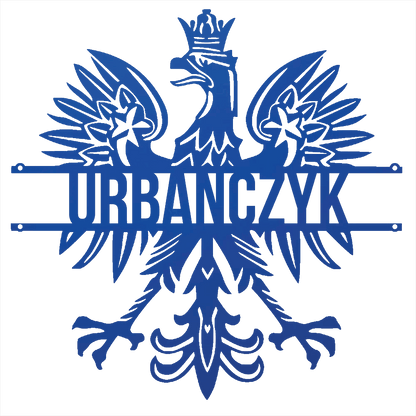 Steel Sign Blue / 12 Polish Eagle Name Sign | Personalized Last Name Metal Wall Art