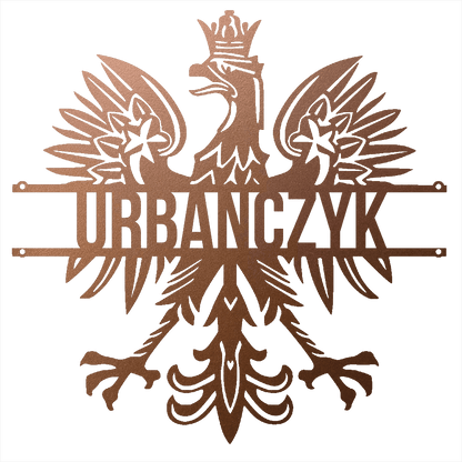 Steel Sign Copper / 12 Polish Eagle Name Sign | Personalized Last Name Metal Wall Art