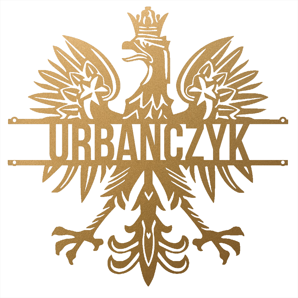 Steel Sign Gold / 12 Polish Eagle Name Sign | Personalized Last Name Metal Wall Art