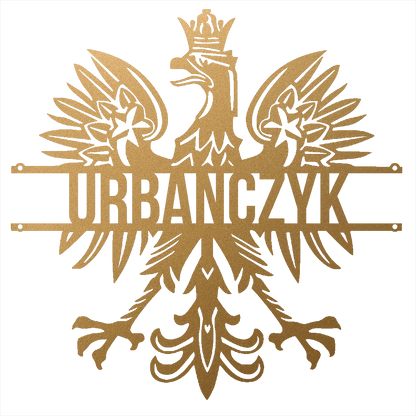 Steel Sign Gold / 12 Polish Eagle Name Sign | Personalized Last Name Metal Wall Art