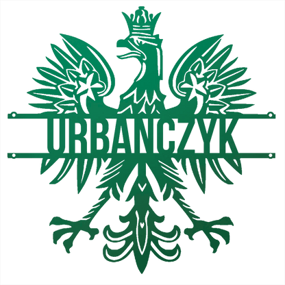 Steel Sign Green / 12 Polish Eagle Name Sign | Personalized Last Name Metal Wall Art