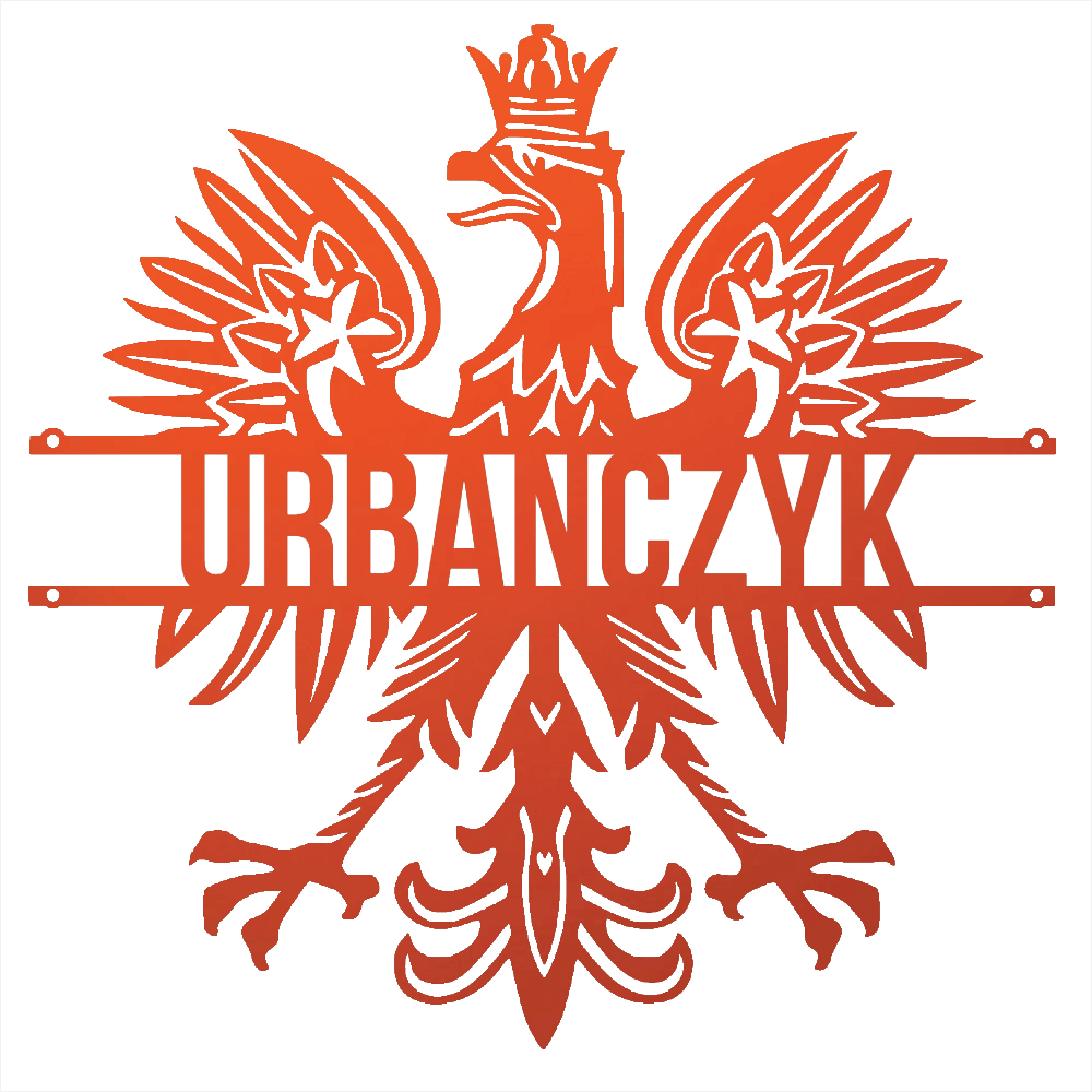 Steel Sign Orange / 12 Polish Eagle Name Sign | Personalized Last Name Metal Wall Art