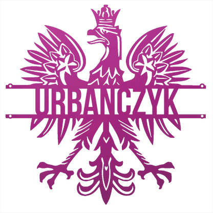 Steel Sign Purple / 12 Polish Eagle Name Sign | Personalized Last Name Metal Wall Art