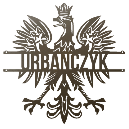 Steel Sign Stone / 12 Polish Eagle Name Sign | Personalized Last Name Metal Wall Art