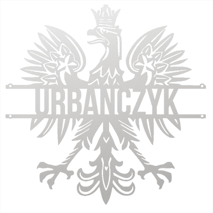 Steel Sign White / 12 Polish Eagle Name Sign | Personalized Last Name Metal Wall Art