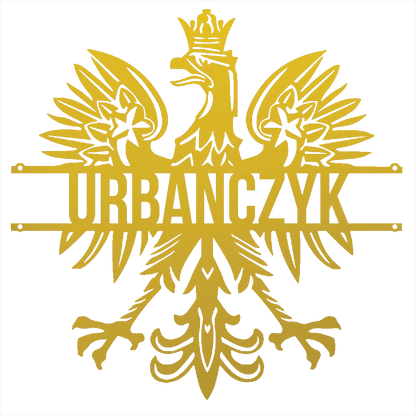 Steel Sign Yellow / 12 Polish Eagle Name Sign | Personalized Last Name Metal Wall Art