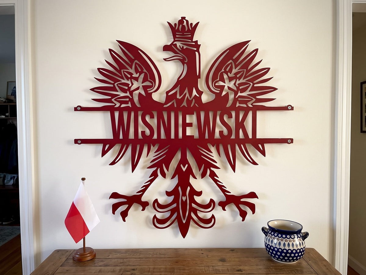 Steel Sign Polish Eagle Name Sign | Personalized Last Name Metal Wall Art