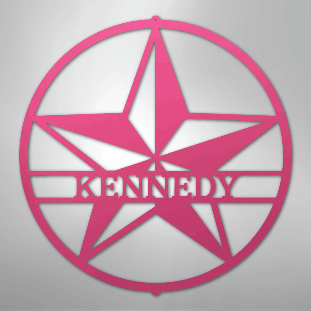 Steel Sign Pink / 24" Star Monogram - Steel Sign