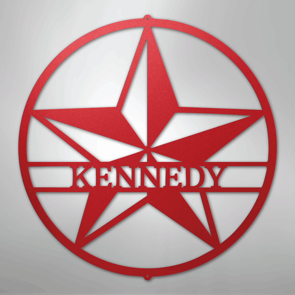 Steel Sign Red / 24" Star Monogram - Steel Sign