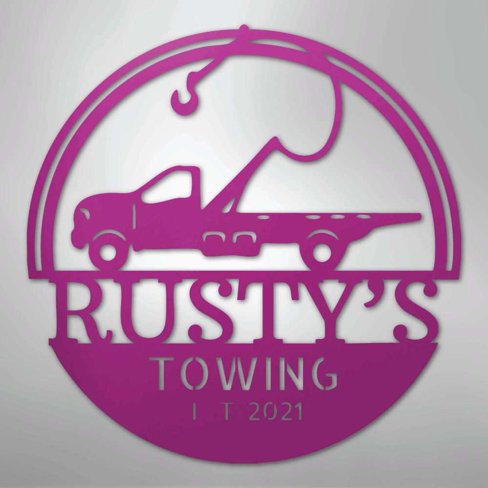 Steel Sign Purple / 24" Tow Truck Monogram - Steel Sign