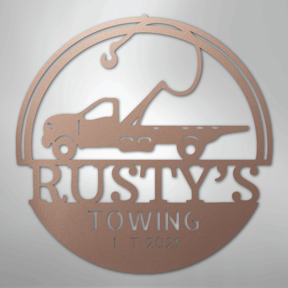 Steel Sign Rose / 24" Tow Truck Monogram - Steel Sign
