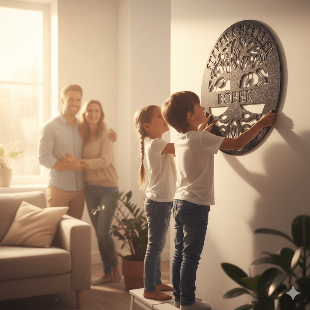 Steel Sign Tree of Life Family Name Sign – Personalized Metal Wall Art with Est. Date