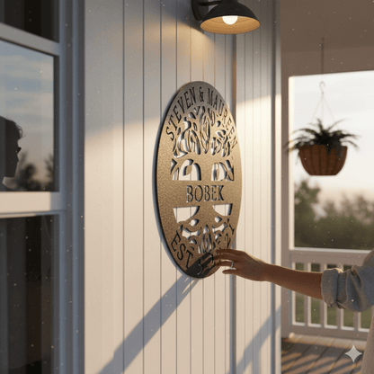 Steel Sign Tree of Life Family Name Sign – Personalized Metal Wall Art with Est. Date