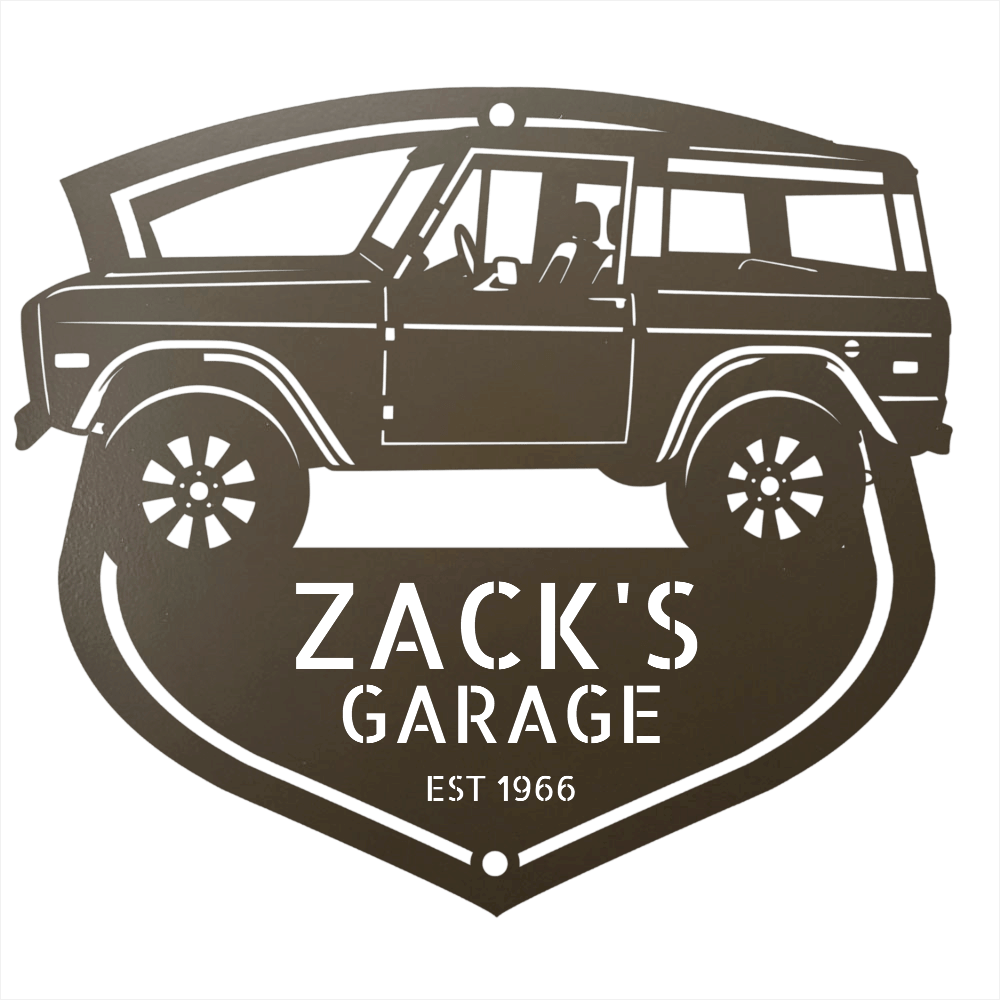Steel Sign Stone / 12 Vintage 1966 Ford Bronco Garage Sign | Personalized Classic Bronco