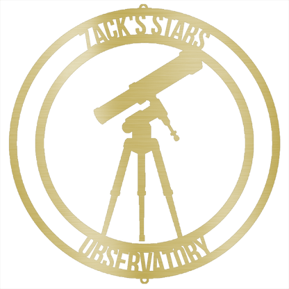 Gold / 12 Telescope Observatory Metal Sign