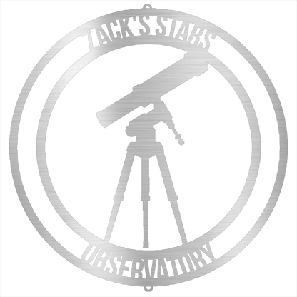 Silver / 12 Telescope Observatory Metal Sign