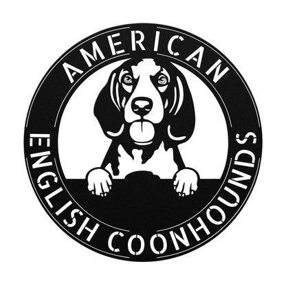 Wall Art AMERICAN ENGLISH COONHOUNDS Dog Metal Sign