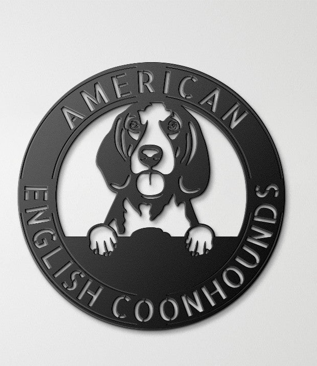 Wall Art AMERICAN ENGLISH COONHOUNDS Dog Metal Sign