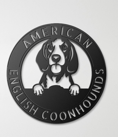 Wall Art AMERICAN ENGLISH COONHOUNDS Dog Metal Sign